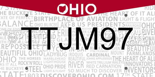 TTJM97 Ohio License Plate