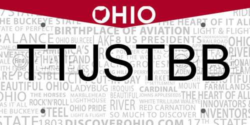 TTJSTBB Ohio License Plate