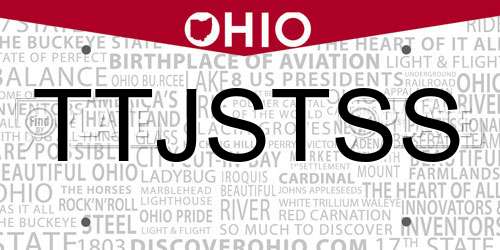 TTJSTSS Ohio License Plate