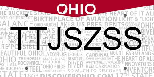 TTJSZSS Ohio License Plate