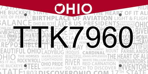 TTK7960 Ohio License Plate