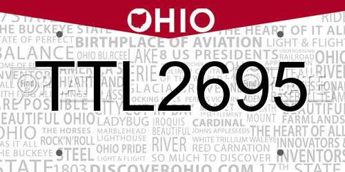 TTL2695 Ohio License Plate
