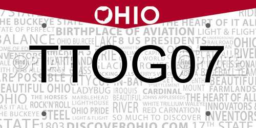 TTOG07 Ohio License Plate