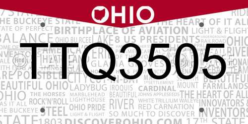 TTQ3505 Ohio License Plate