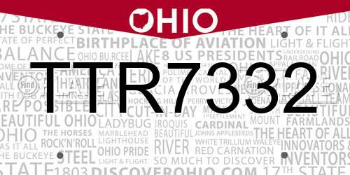 TTR7332 Ohio License Plate