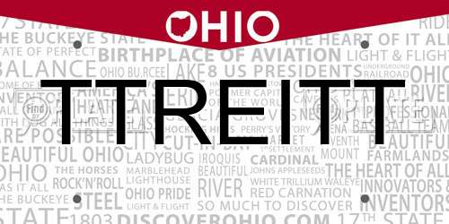 TTREITT Ohio License Plate