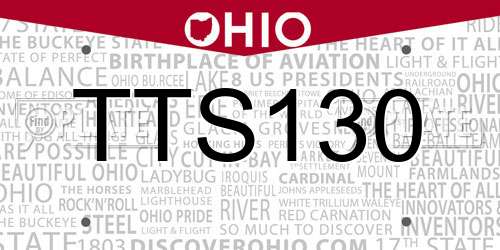 TTS130 Ohio License Plate