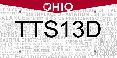 TTS13D Ohio License Plate