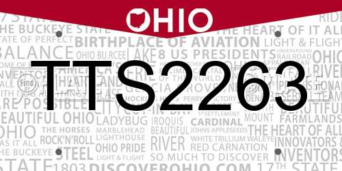 TTS2263 Ohio License Plate