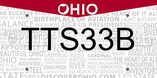 TTS33B Ohio License Plate