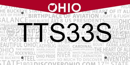 TTS33S Ohio License Plate