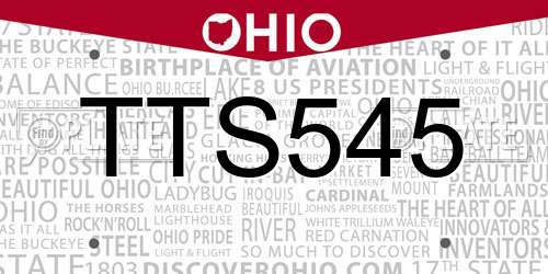 TTS545 Ohio License Plate