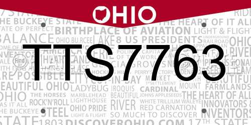 TTS7763 Ohio License Plate