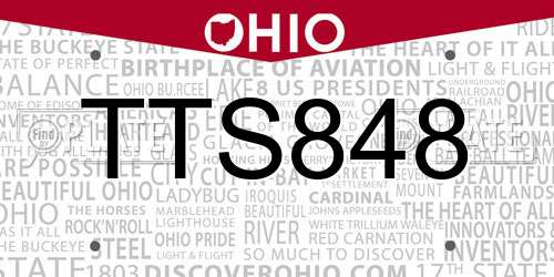 TTS848 Ohio License Plate