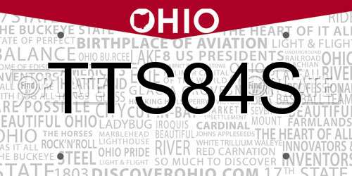 TTS84S Ohio License Plate