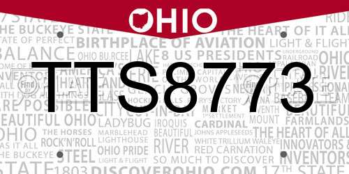 TTS8773 Ohio License Plate