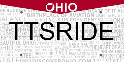 TTSRIDE Ohio License Plate