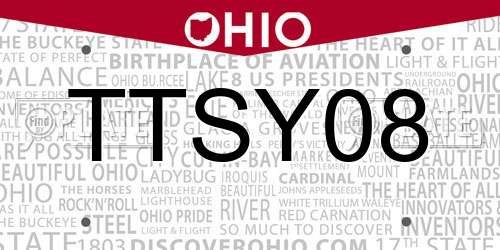TTSY08 Ohio License Plate