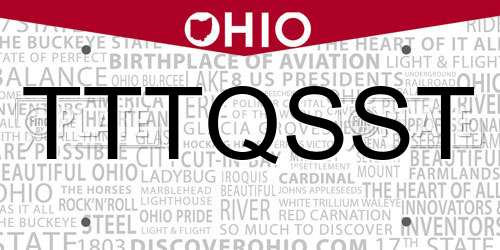 TTTQSST Ohio License Plate
