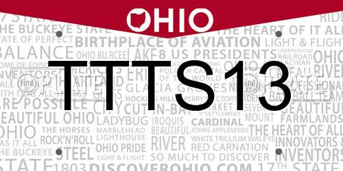 TTTS13 Ohio License Plate