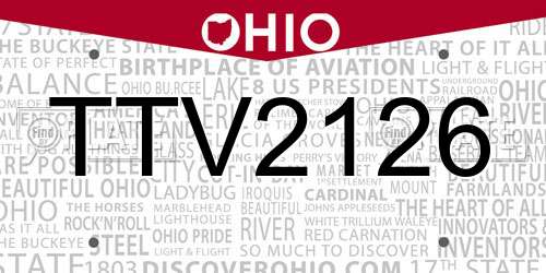 TTV2126 Ohio License Plate