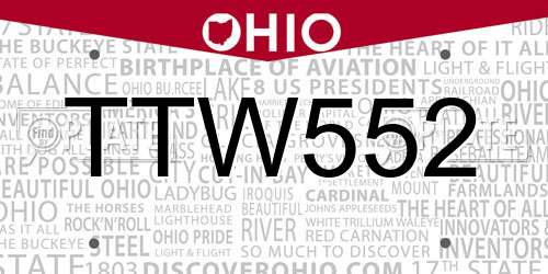 TTW552 Ohio License Plate