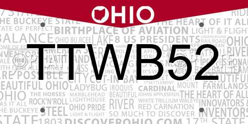 TTWB52 Ohio License Plate