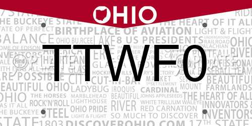 TTWF0 Ohio License Plate