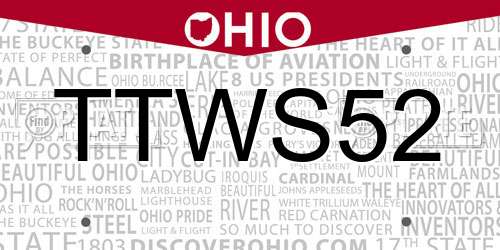 TTWS52 Ohio License Plate