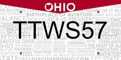 TTWS57 Ohio License Plate