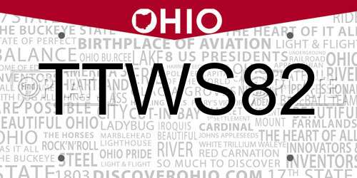 TTWS82 Ohio License Plate