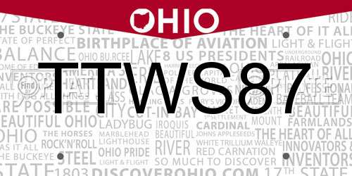 TTWS87 Ohio License Plate
