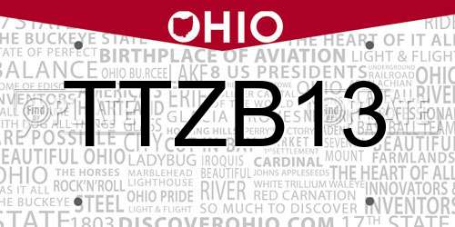 TTZB13 Ohio License Plate