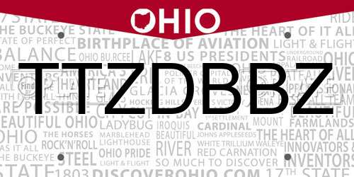 TTZDBBZ Ohio License Plate