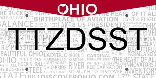 TTZDSST Ohio License Plate
