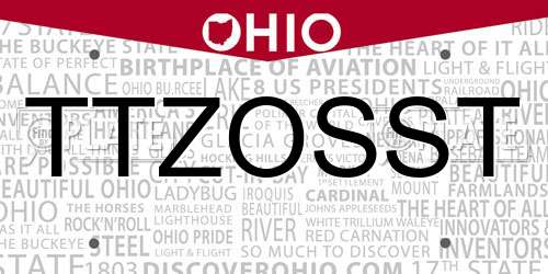 TTZOSST Ohio License Plate