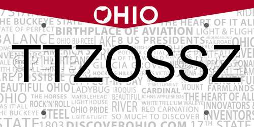 TTZOSSZ Ohio License Plate
