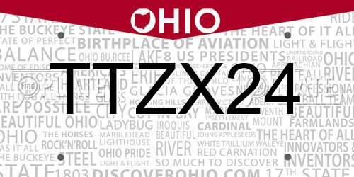 TTZX24 Ohio License Plate