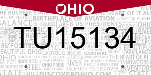 TU15134 Ohio License Plate