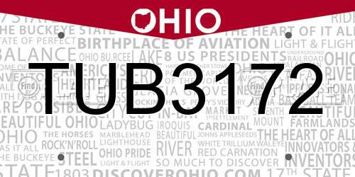 TUB3172 Ohio License Plate