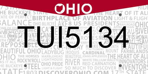 TUI5134 Ohio License Plate