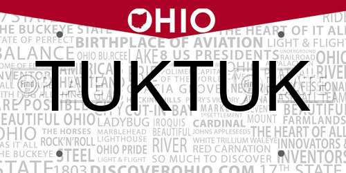 TUKTUK Ohio License Plate