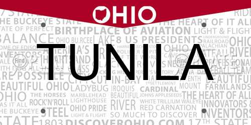 TUNILA Ohio License Plate
