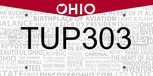 TUP303 Ohio License Plate