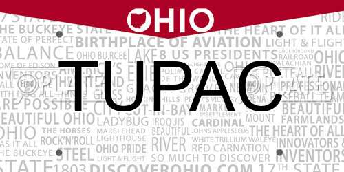 TUPAC Ohio License Plate