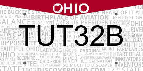 TUT32B Ohio License Plate