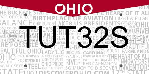 TUT32S Ohio License Plate
