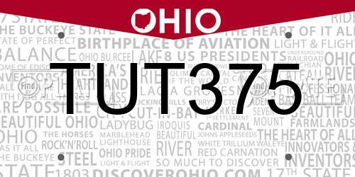 TUT375 Ohio License Plate