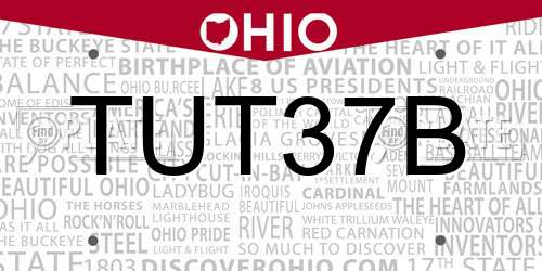 TUT37B Ohio License Plate