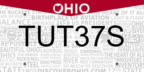 TUT37S Ohio License Plate